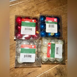 Vintage Holiday Glass Ornament Set - Festive Red, Blue, and Silver